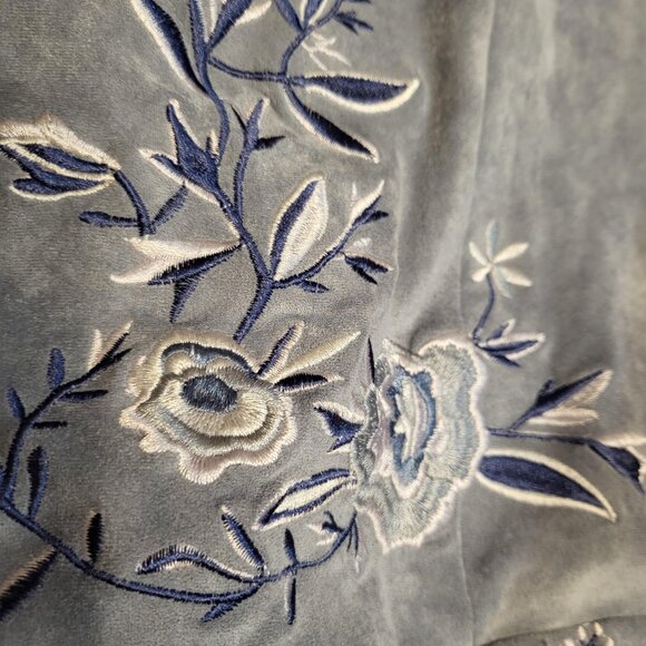 Curations Open Jacket Faux Suede XL Embroidered Light Blue - Picture 4 of 7